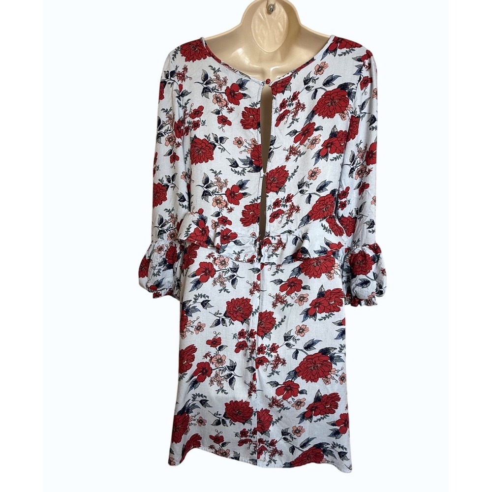 American Eagle Floral Mini Dress Size S Pale Blue Floral Babydoll Y2K Cottage - Picture 3 of 16